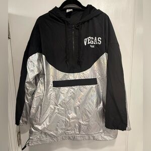 NEW PINK Victoria's Secret Black and Silver Windbreaker Hoodie